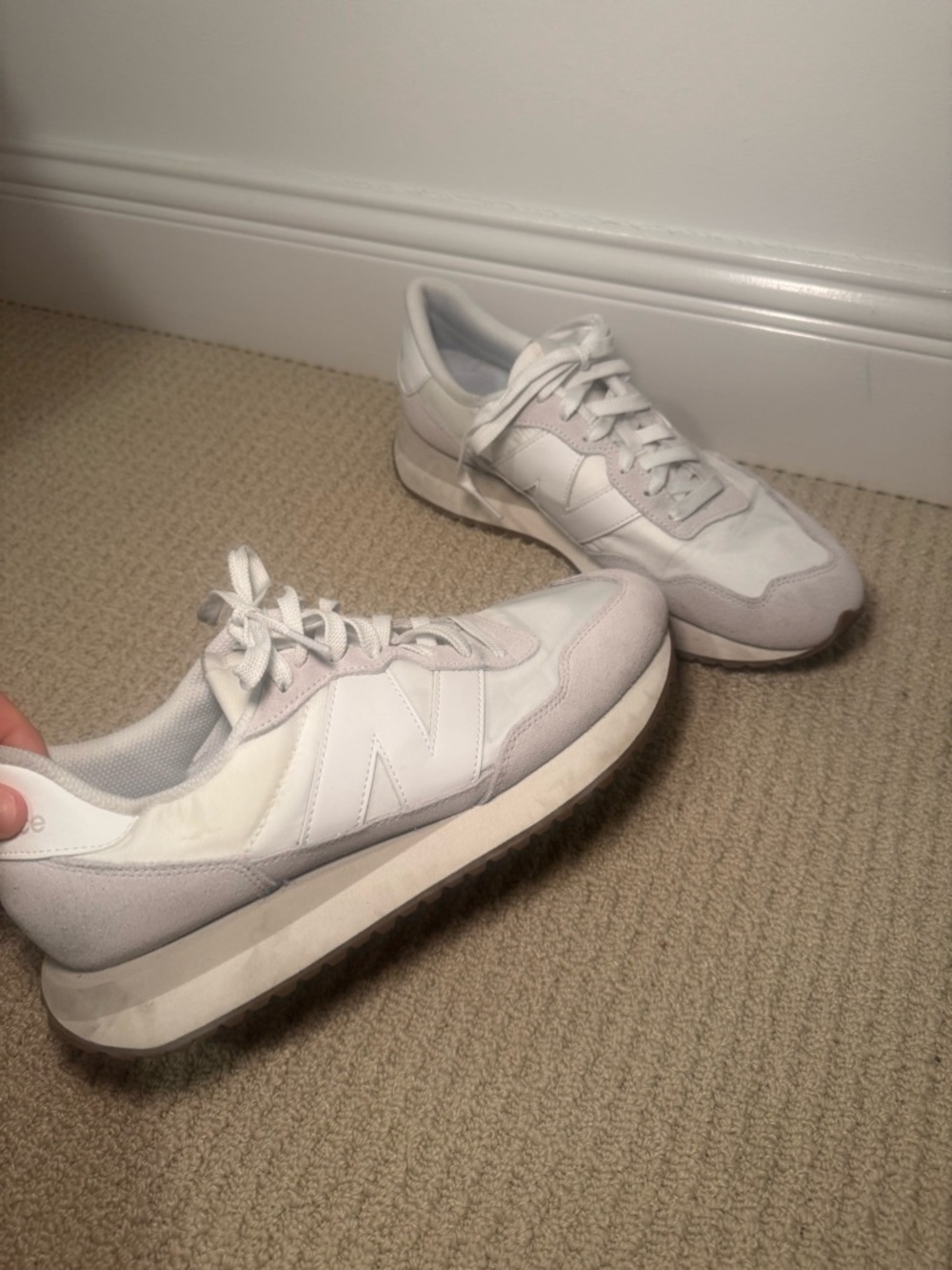 New Balance White and Light Gray Shoes